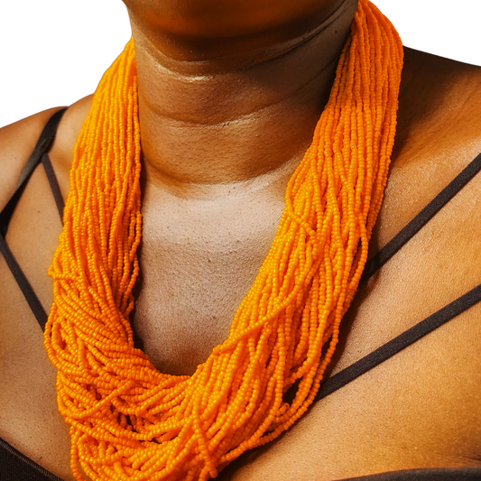 ORANGE HANDMADE AFRICAN ACCESSORIES (NECKLACE ONLY)